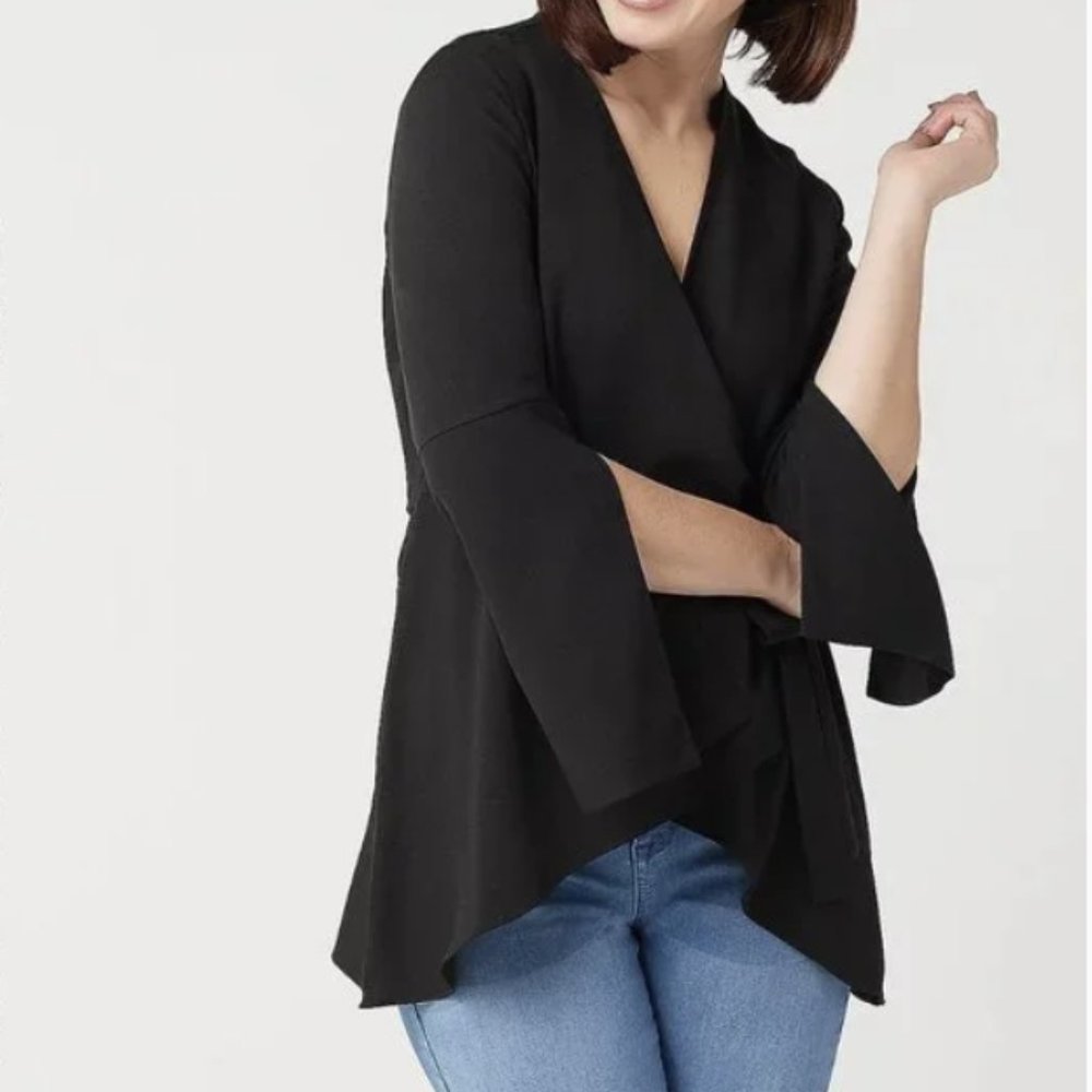 Laurie Felt Woven Wrap Blouse with Sleeve Detail XXS